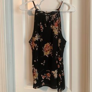 Black with floral tie back Paper Moon tank top Size XL Petite